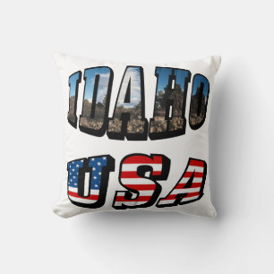 Idaho Bild Staat und Flagge USA Text Kissen