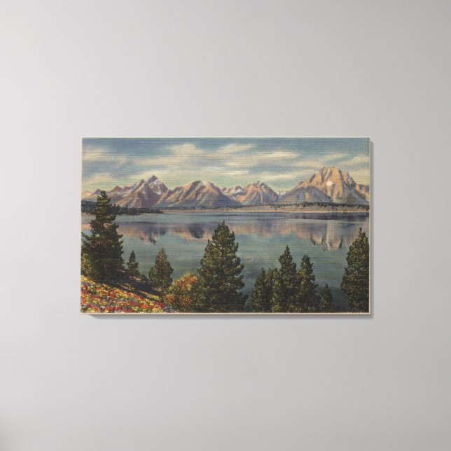Idaho - Blick auf die Teton Range & Jackson Lake Leinwanddruck (Vorderseite)