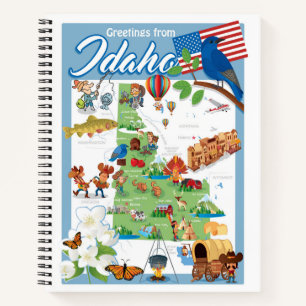 Idaho Cartoon Map Notizbuch