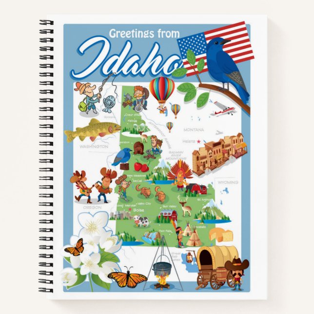 Idaho Cartoon Map Notizbuch (Vorderseite)