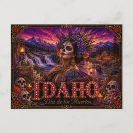 Idaho Día de los Muertos Retro Postkarte