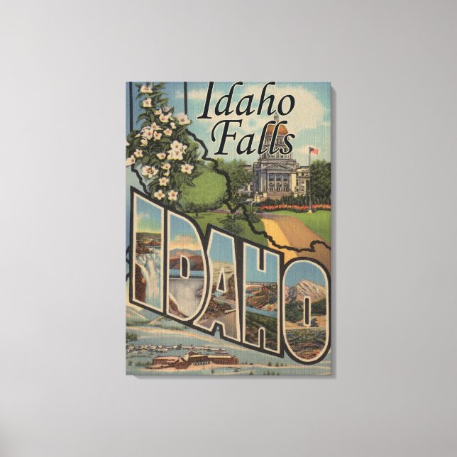 Idaho Falls, Idaho - Große Letter-Szenen Leinwanddruck (Vorderseite)