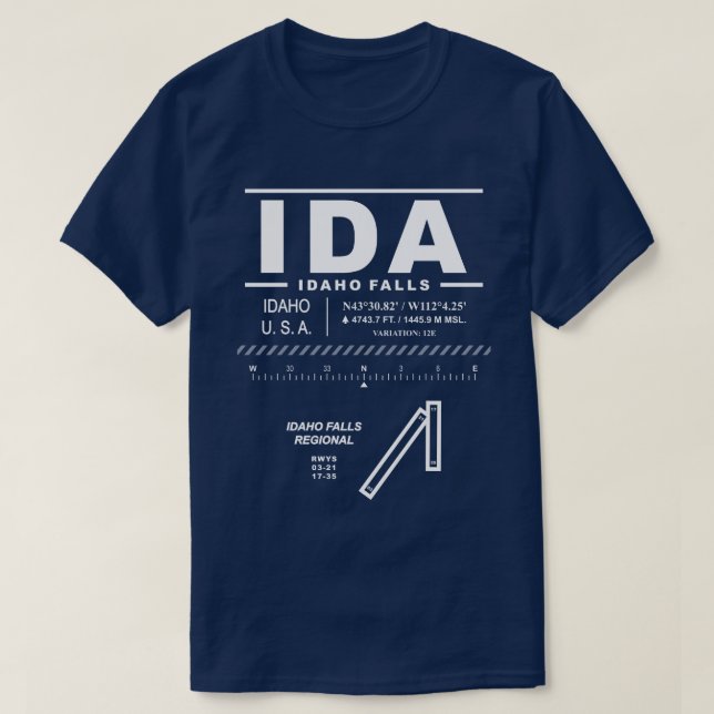 Idaho Falls Regional Airport IDA T-Shirt (Design vorne)