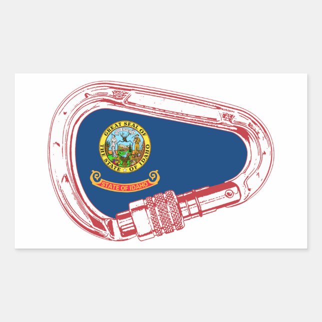 Idaho Flag Klettersteig Carabiner Rechteckiger Aufkleber (Vorderseite)