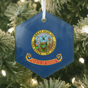 Idaho-Flagge: der Edelsteinstaat, Amerikas Mountai Ornament Aus Glas