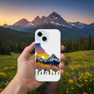 Idaho-Form mit Berg und Wildblumen Case-Mate iPhone Hülle