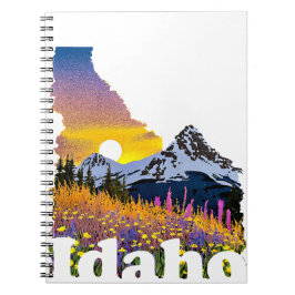 Idaho-Form mit Berg und Wildblumen Notizblock