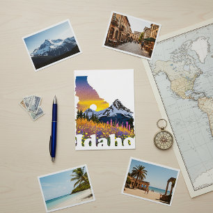 Idaho-Form mit Berg und Wildblumen Postkarte