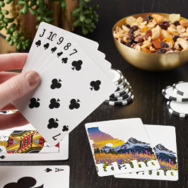 Idaho-Form mit Berg und Wildblumen Spielkarten