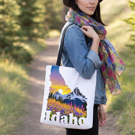 Idaho-Form mit Berg und Wildblumen Tasche