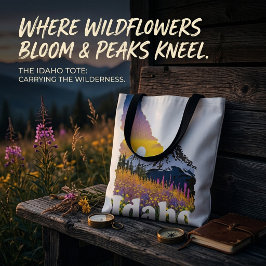 Idaho-Form mit Berg und Wildblumen Tasche