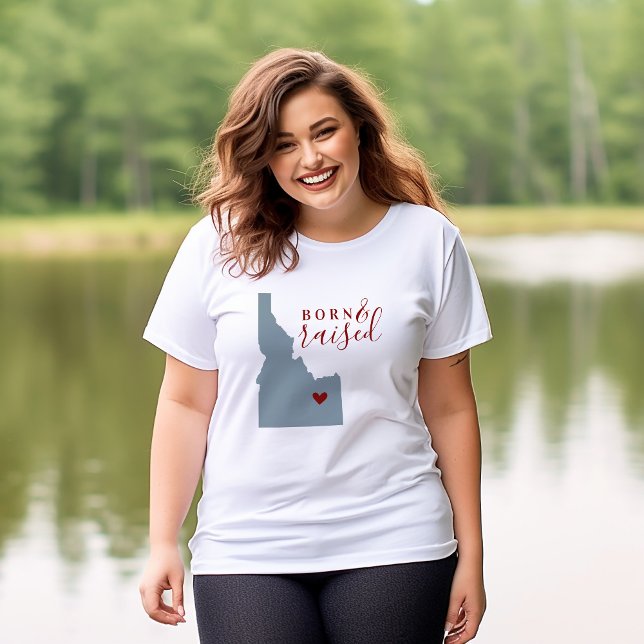 Idaho Geboren und aufgezogen | Editierbare Staat-K T-Shirt (Von Creator hochgeladen)