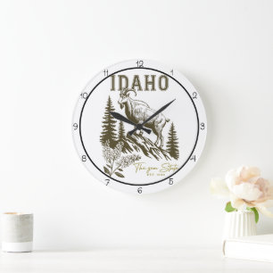 Idaho Gem State Schneeziege Große Wanduhr