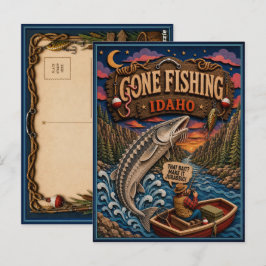 Idaho Gone Fishing Weißer Stör Postkarte
