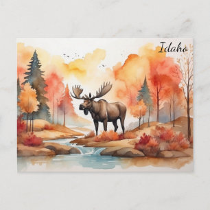 Idaho Herbst Natur Aquarell Elch Reise Postkarte