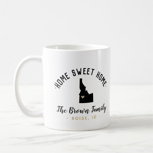 Idaho Home Sweet Home Famille Monogramme Mug (Gauche)