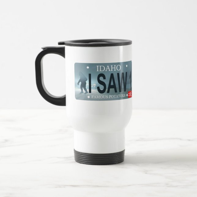 Idaho "I Saw 1" Sasquatch Lizenzschild Reisebecher (Links)