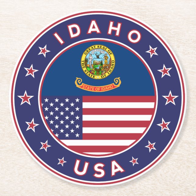 Idaho, Idaho USA, Idaho sticker Runder Pappuntersetzer (Vorderseite)
