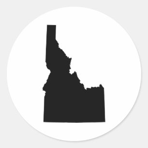 Idaho in Schwarz Runder Aufkleber