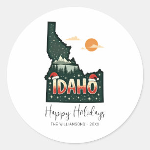 Idaho Karte Glücklich Feiertage Weihnachten Weihna Runder Aufkleber