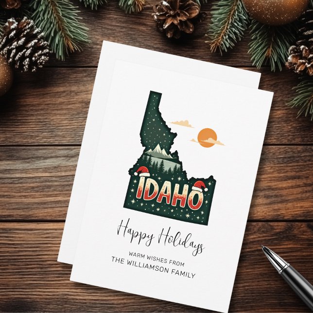 Idaho Karte - Happy Holidays Ferienwohnung (Personalize with your Family Name,  Edit the greeting if you wish.)
