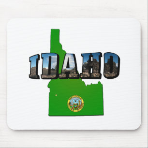 Idaho Karte, Siegel und Bildtext Mousepad