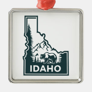 Idaho Map Bear Ornament Aus Metall
