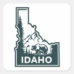 Idaho Map Bear Quadratischer Aufkleber