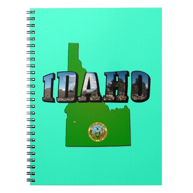 Idaho Map, Seal and Picture Text Notizblock (Vorderseite)