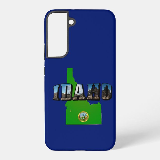 Idaho Map, Seal and Picture Text Samsung Galaxy Hülle (Rückseite)