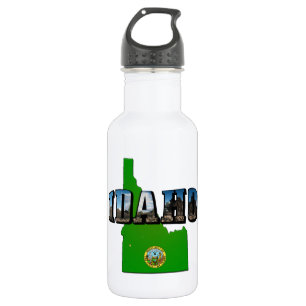 Idaho Map, Seal and Picture Text Trinkflasche