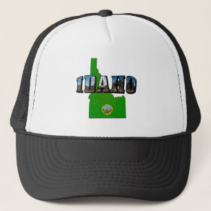 Idaho Map, Seal and Picture Text Truckerkappe