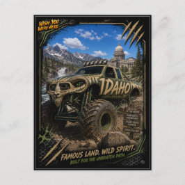 Idaho Monster Truck Gelände Kunst Postkarte