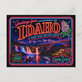 Idaho Neon Staat Retro Vintage Postkarte