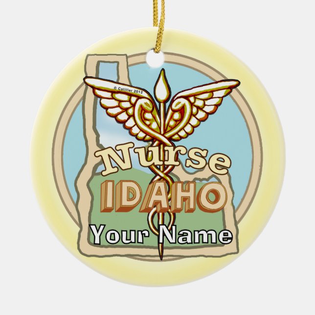 Idaho Nurse Caduceus  Keramik Ornament (Vorne)