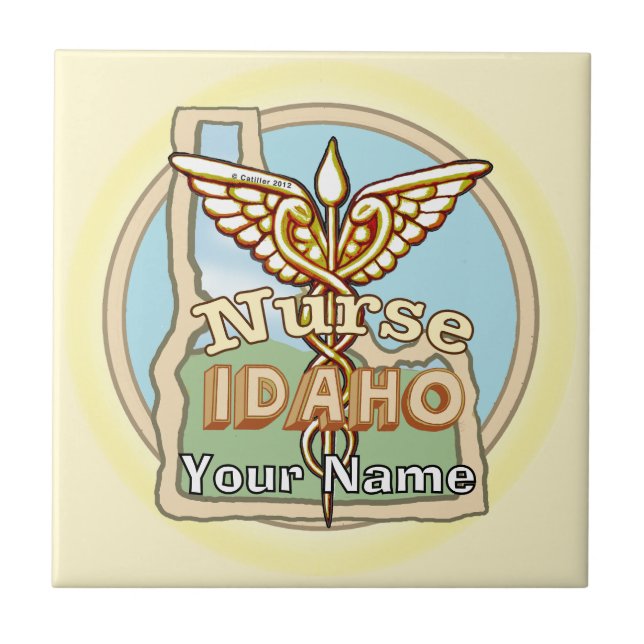 Idaho Nurse Caduceus Tile Fliese (Vorderseite)