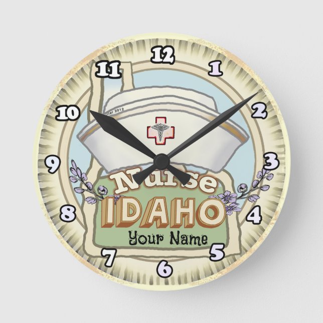 Idaho Nurse Runde Wanduhr (Vorderseite)