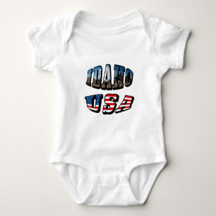 Idaho Picture Staat and Flag USA Text Baby Strampler