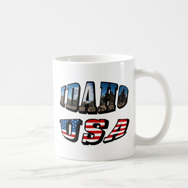 Idaho Picture Staat and Flag USA Text Kaffeetasse (Rechts)
