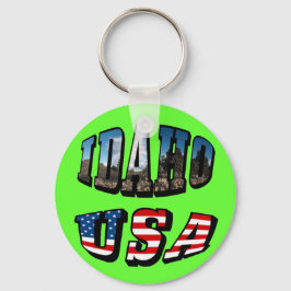 Idaho Picture Staat and Flag USA Text Schlüsselanhänger