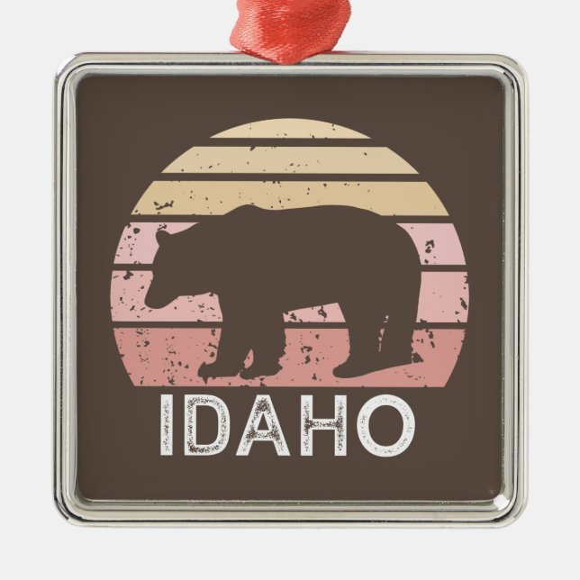 Idaho Retro Bear Ornament Aus Metall (Vorne)
