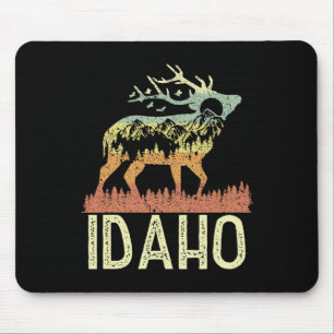 Idaho Retro Mountain Vintage-Elch-Wanderung Männer Mousepad