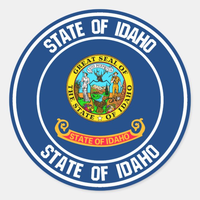 Idaho Round Emblem Runder Aufkleber (Vorderseite)