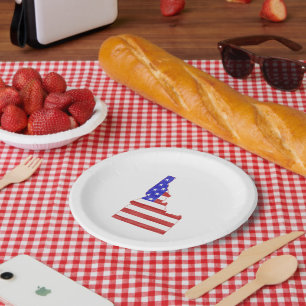 Idaho Shaped American Flag Paper Teller