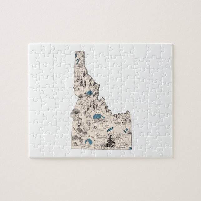 Idaho Shaped Vintage Picture Map (Horizontal)