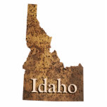 Idaho Spud Map Fotoskulptur Magnet<br><div class="desc">Eine Karte von Idaho,  mit einer Hautstruktur aus Kartoffeln. Es erscheint auch eine benutzerdefinierte Textauswertung "Idaho". Eine einfache Möglichkeit,  Idaho Stolz zu zeigen.</div>