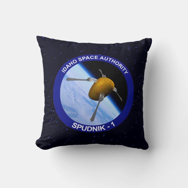 Idaho Spudnik Satellite Mission Patch Throw Pillow Kissen (Vorderseite)