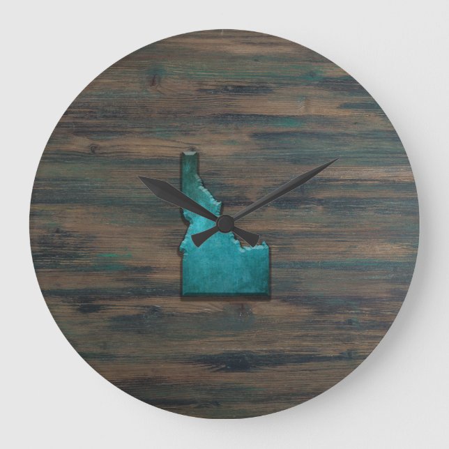 Idaho Staat Form Aquamarin Große Wanduhr (Vorderseite)