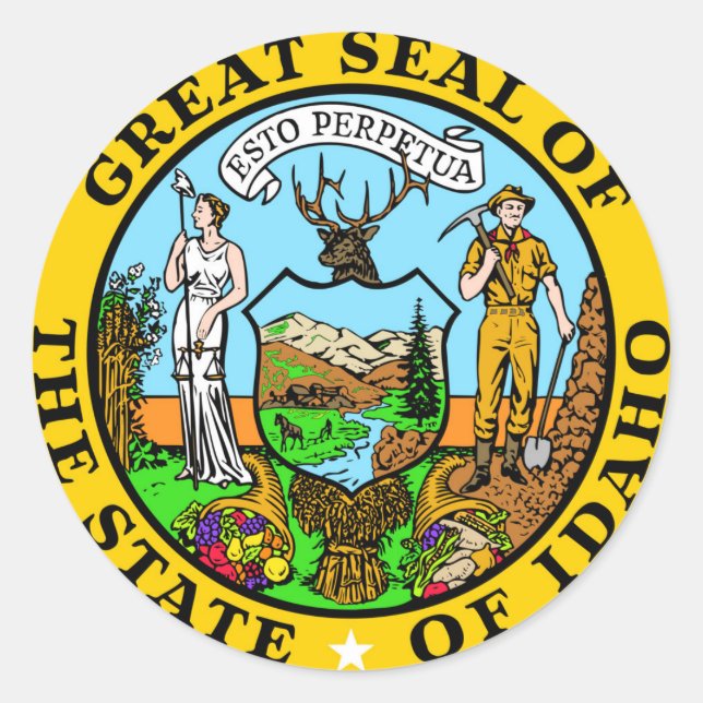 Idaho Staat Siegel Amerikanische Republik Symbol-F Runder Aufkleber (Vorderseite)