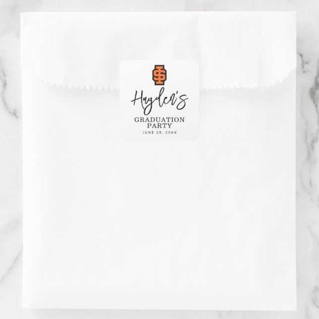 Idaho Staat University Bold Bengals Logo Quadratischer Aufkleber (Tasche)
